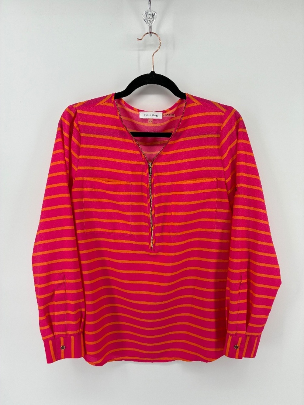 MASSIVE $10 SALE Calvin Klein Pink and Orange Striped Blouse